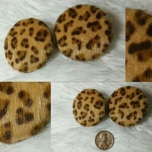Vintage Style Leopard Faux Pony Hair Studs